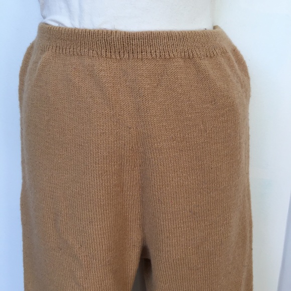 Handmade Knit Sweater Pants jogger Tan Wool S-M - Picture 3 of 7